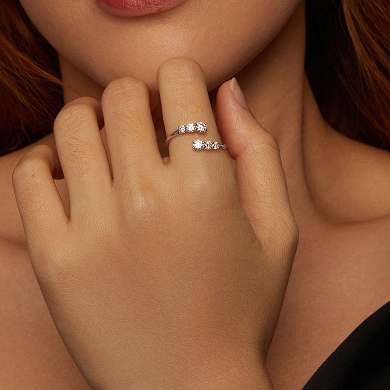 Elegant Crystal Luna Ring 925 Silver