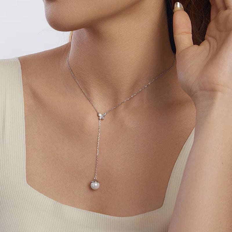 Luna Pearl Chic Necklace 925 Silver