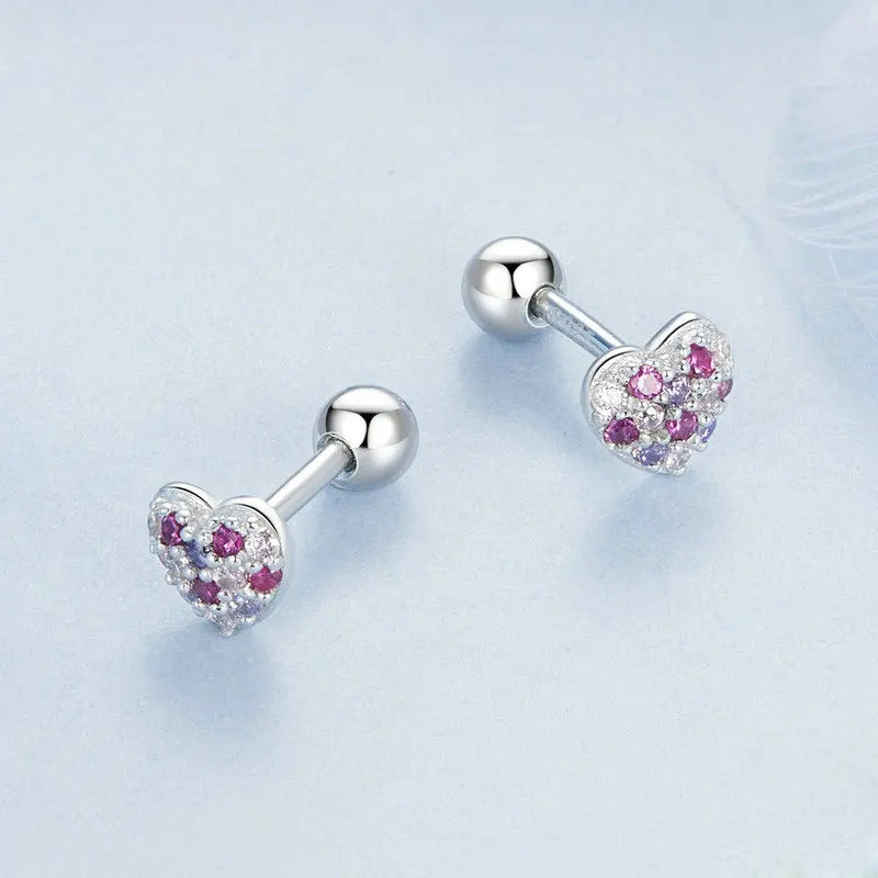 Luna Pink Heart Earring 925 Silver