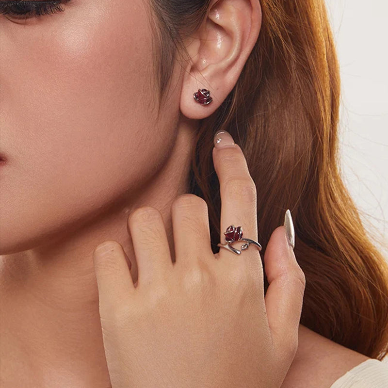 Luna Red Rose Set 925 Silver