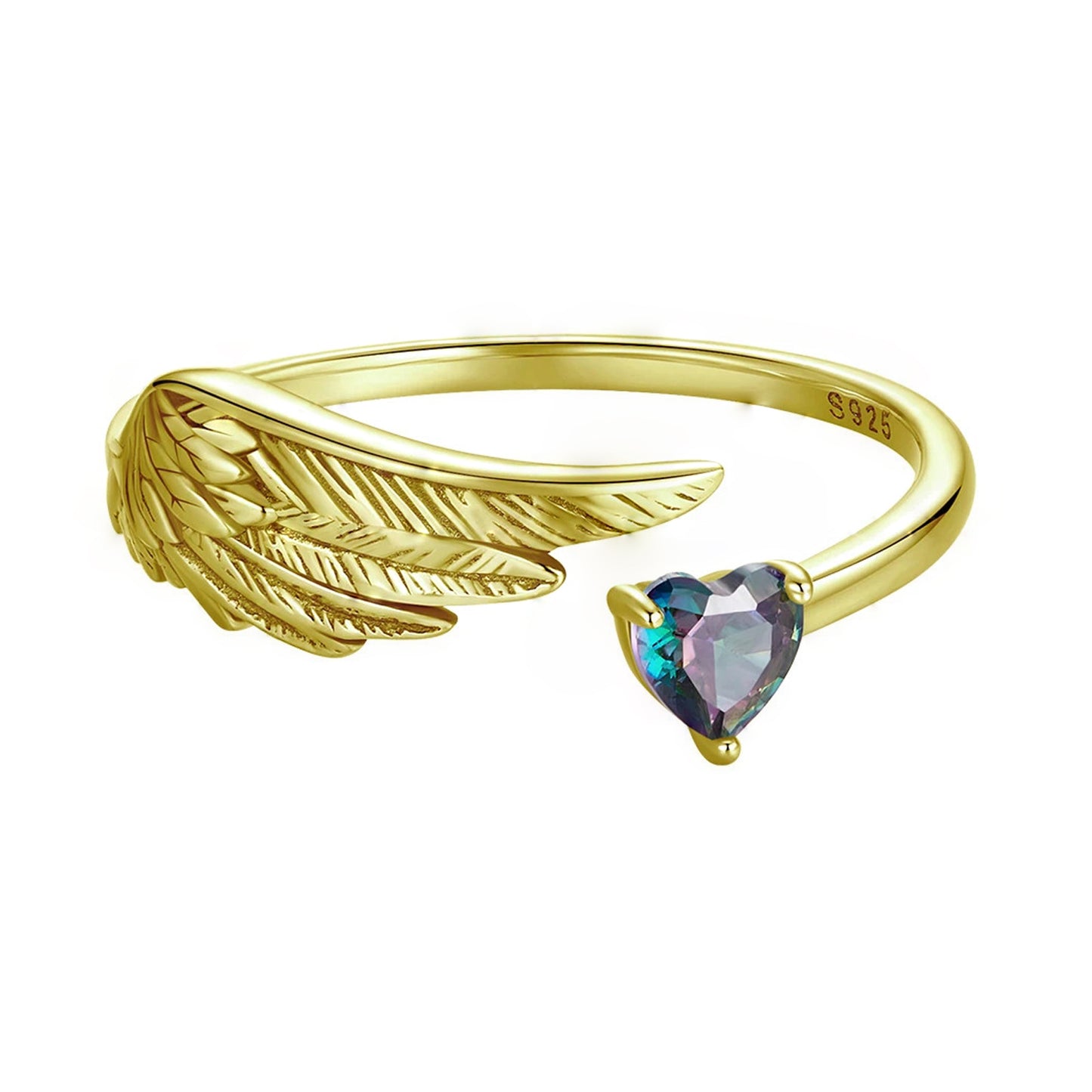 Luna Ring Wings and Heart 925 Silver