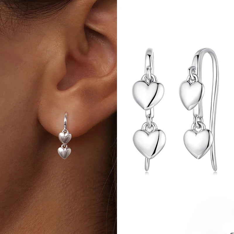 Luna Small Hearts Earring 925 Silver