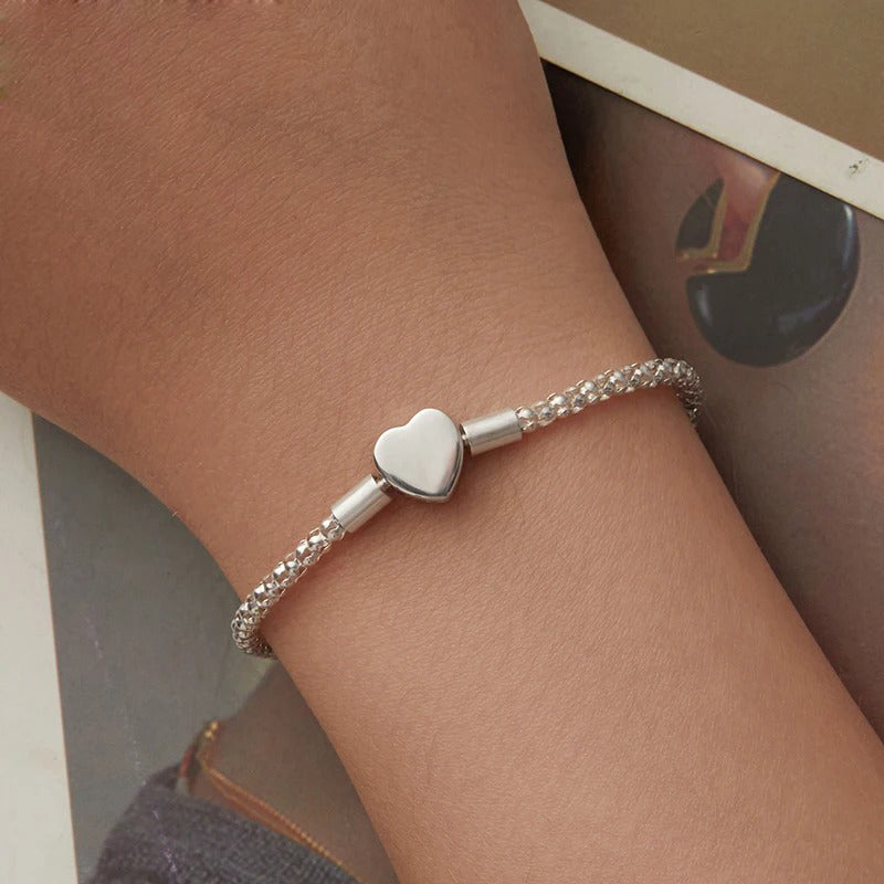 Luna Solitaire Heart Bracelet 925 Silver