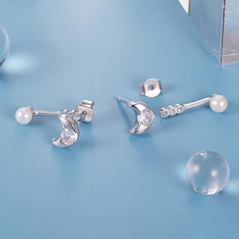Pearl Moon Earring 925 Silver