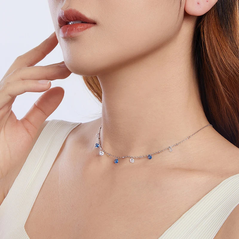 Luna Crystal Balls Necklace 925 Silver