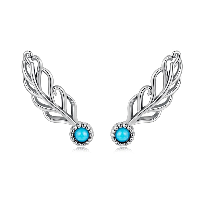 Small Luna Feather Earring 925 Silver