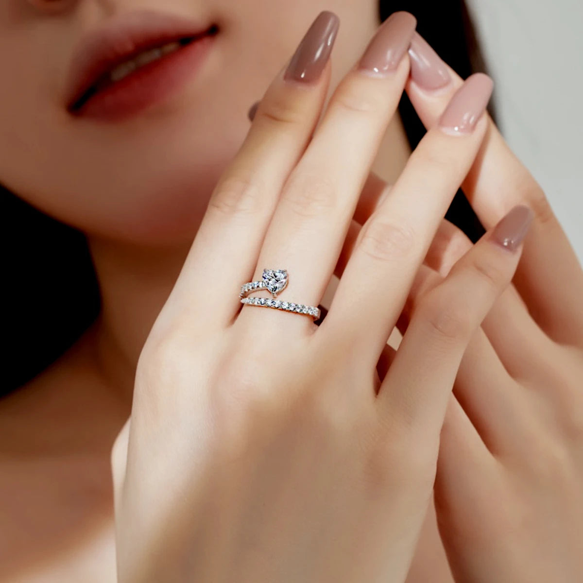 Luna Crystal Ring Studded in 925 Silver