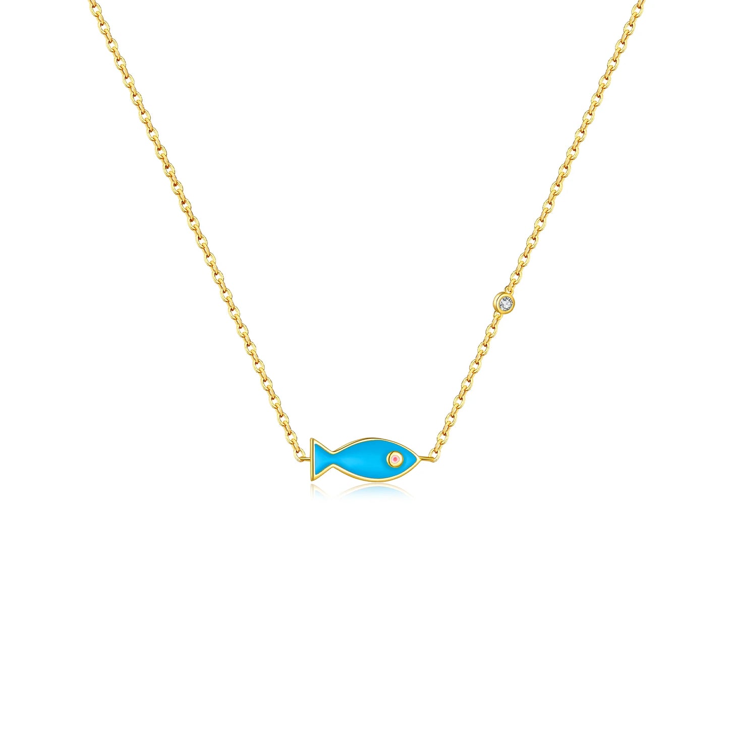 Blue Fish Necklace in 925 Silver