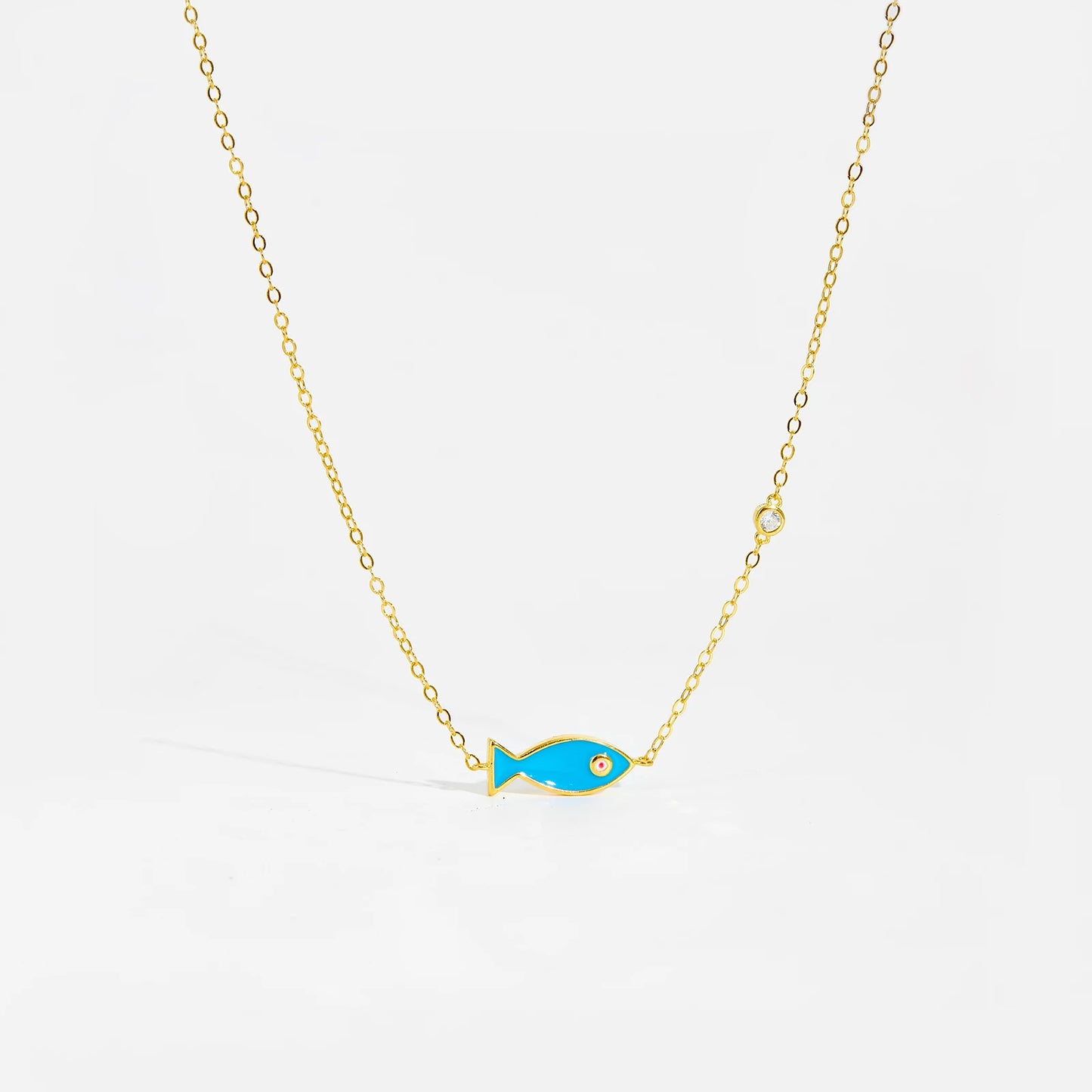 Blue Fish Necklace in 925 Silver