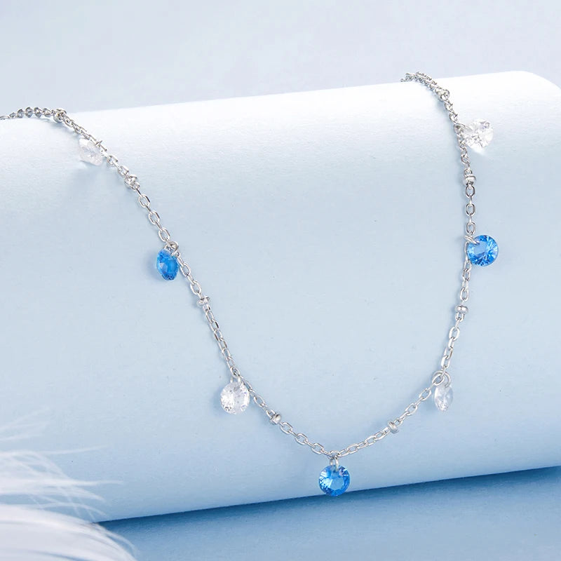 Luna Crystal Balls Necklace 925 Silver
