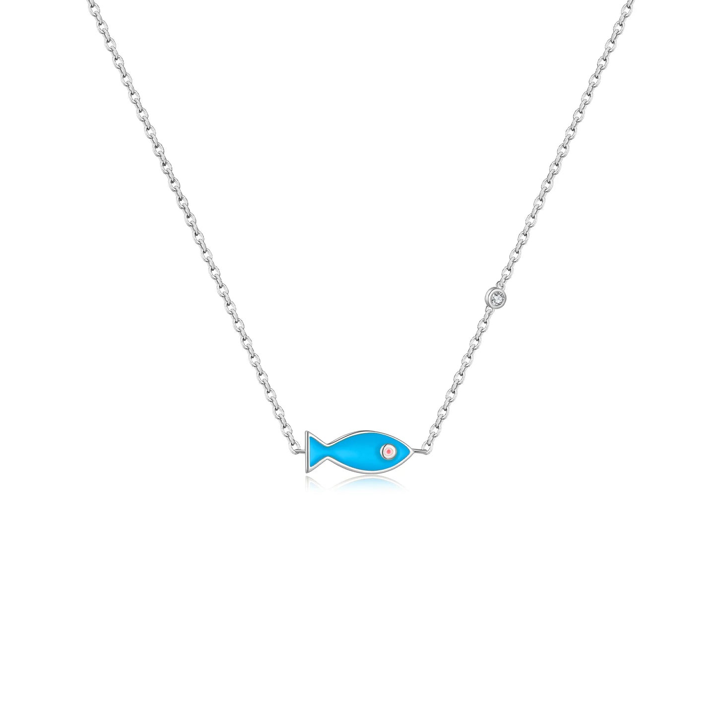Blue Fish Necklace in 925 Silver