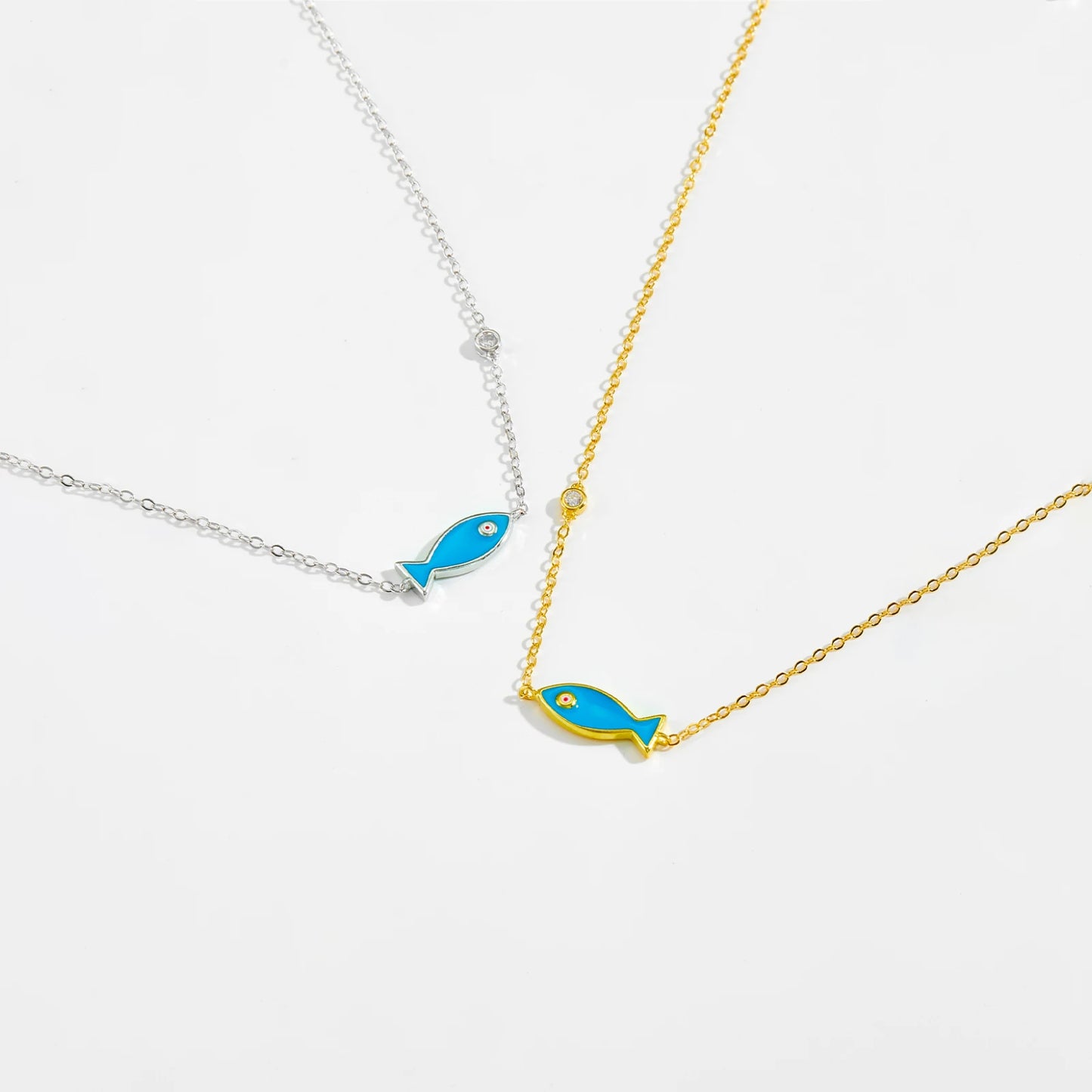 Blue Fish Necklace in 925 Silver
