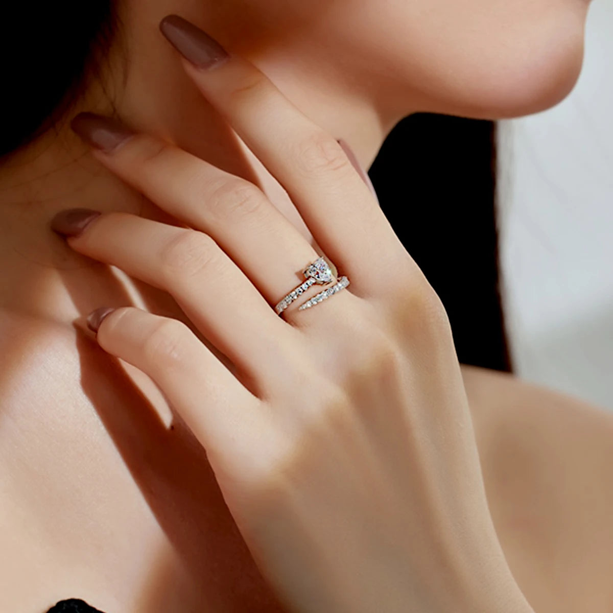 Luna Crystal Ring Studded in 925 Silver