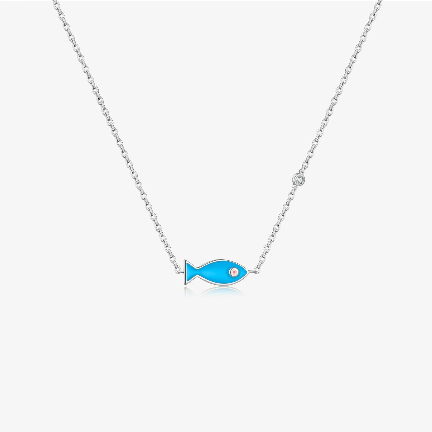 Blue Fish Necklace in 925 Silver
