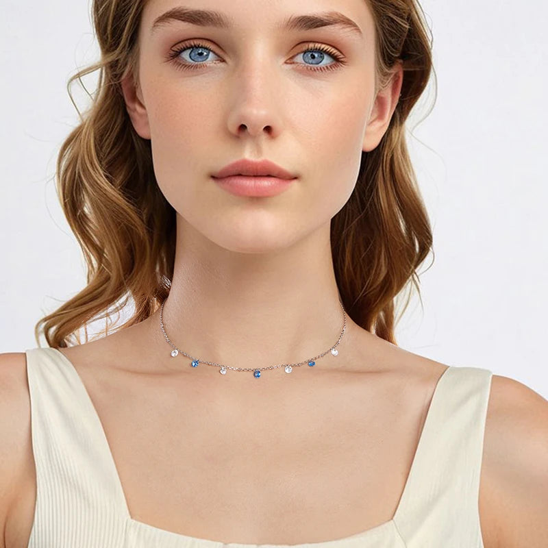 Luna Crystal Balls Necklace 925 Silver