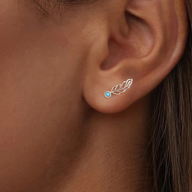 Small Luna Feather Earring 925 Silver