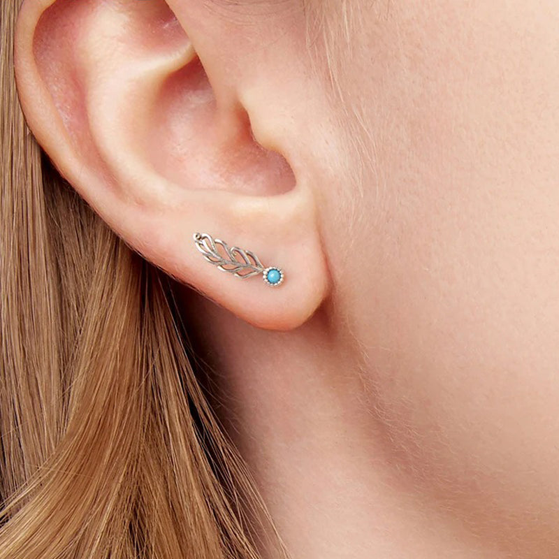 Small Luna Feather Earring 925 Silver
