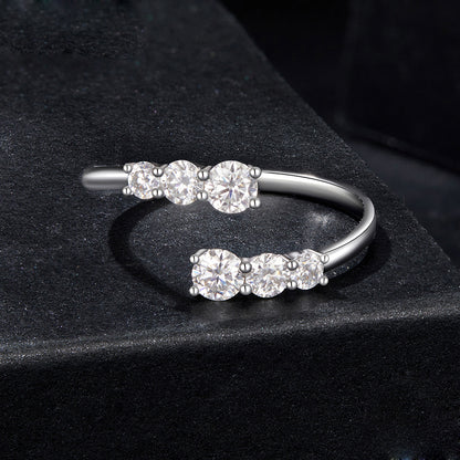 Elegant Crystal Luna Ring 925 Silver