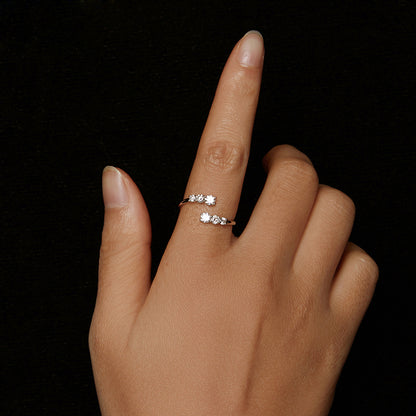 Elegant Crystal Luna Ring 925 Silver