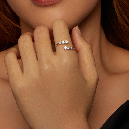 Elegant Crystal Luna Ring 925 Silver