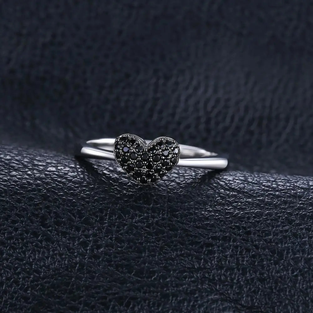 Black Studded Heart Ring