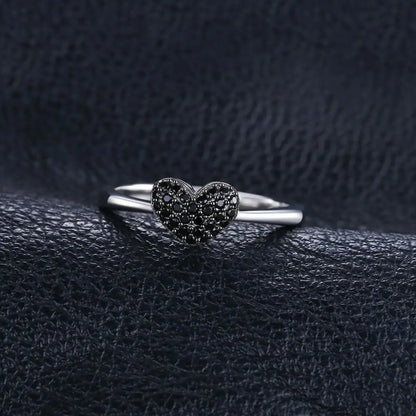 Black Studded Heart Ring