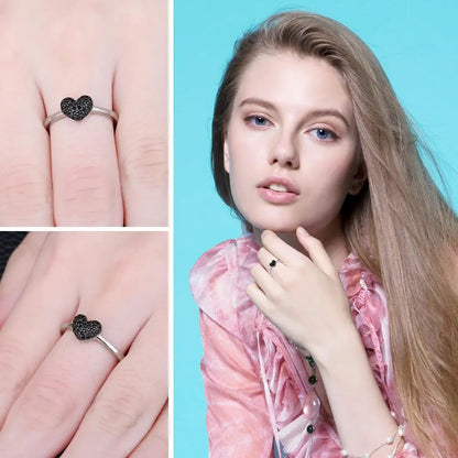 Black Studded Heart Ring