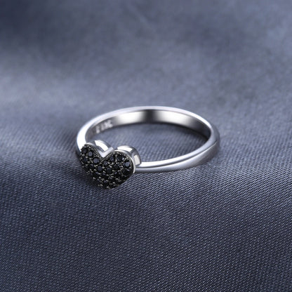 Black Studded Heart Ring