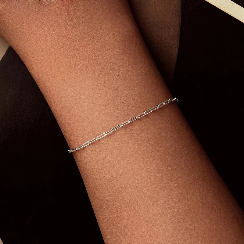 Luna Bracelet with Thin Padlock 925 Silver
