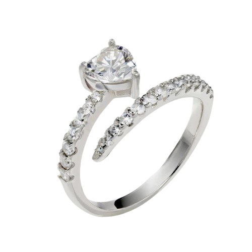 Luna Crystal Ring Studded in 925 Silver