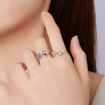 Luna Ring Wings and Heart 925 Silver