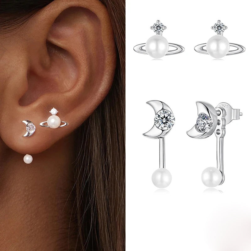 Pearl Moon Earring 925 Silver