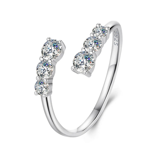 Elegant Crystal Luna Ring 925 Silver