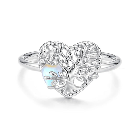 Luna Heart Tree Ring 925 Silver