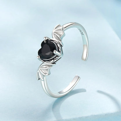 Luna Black Heart Ring 925 Silver