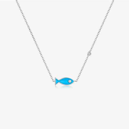 Blue Fish Necklace in 925 Silver