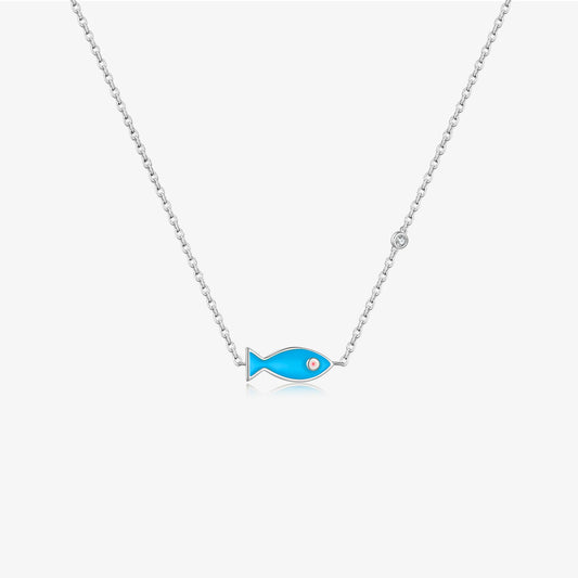 Blue Fish Necklace in 925 Silver