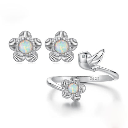 Luna Flowers and Birds Set 925 Silver