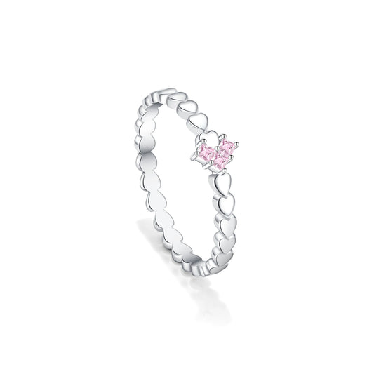 925 Silver Rose Hearts Ring