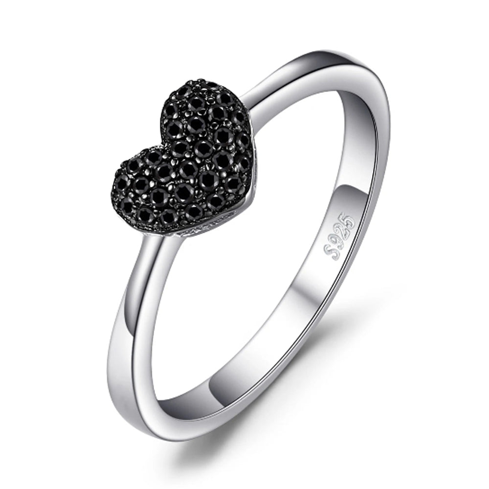 Black Studded Heart Ring
